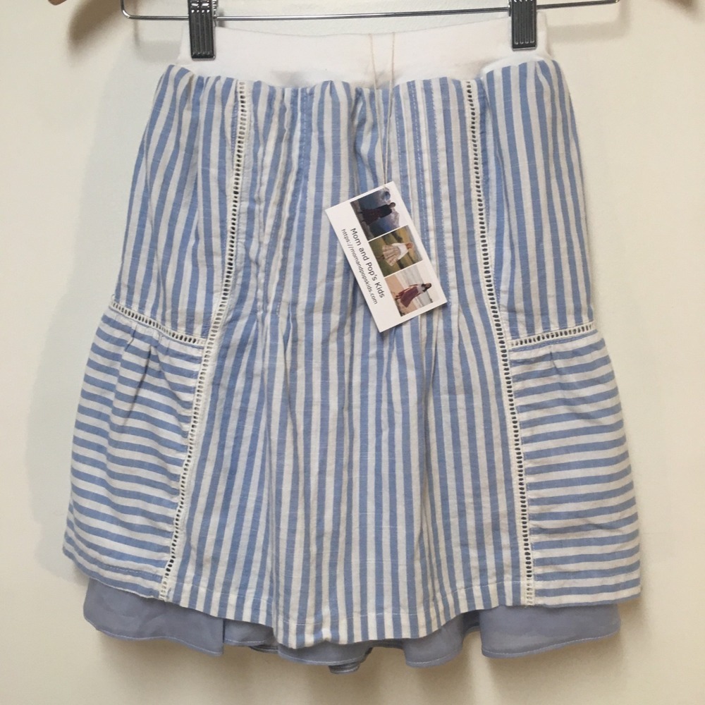 Skirt Girls 4 Midi Blue Stripe Layered Lined Ruffle Tier Boho Mom and Pop's Kids